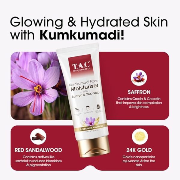 TAC Kumkumadi Face Moisturiser Saffron & 24K Gold - Image 3